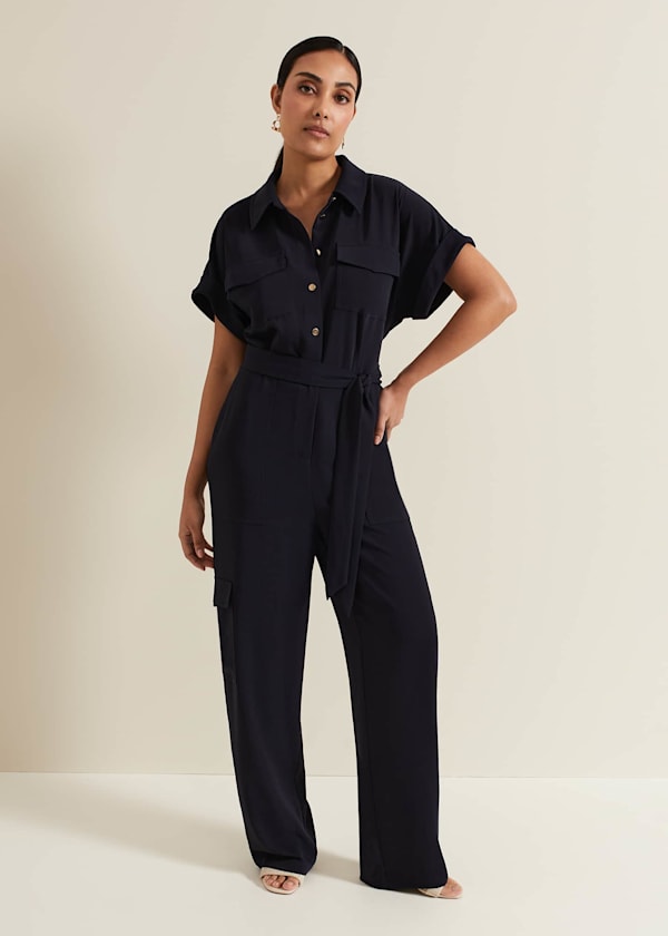 Petite Tallulah Navy Utility Jumpsuit