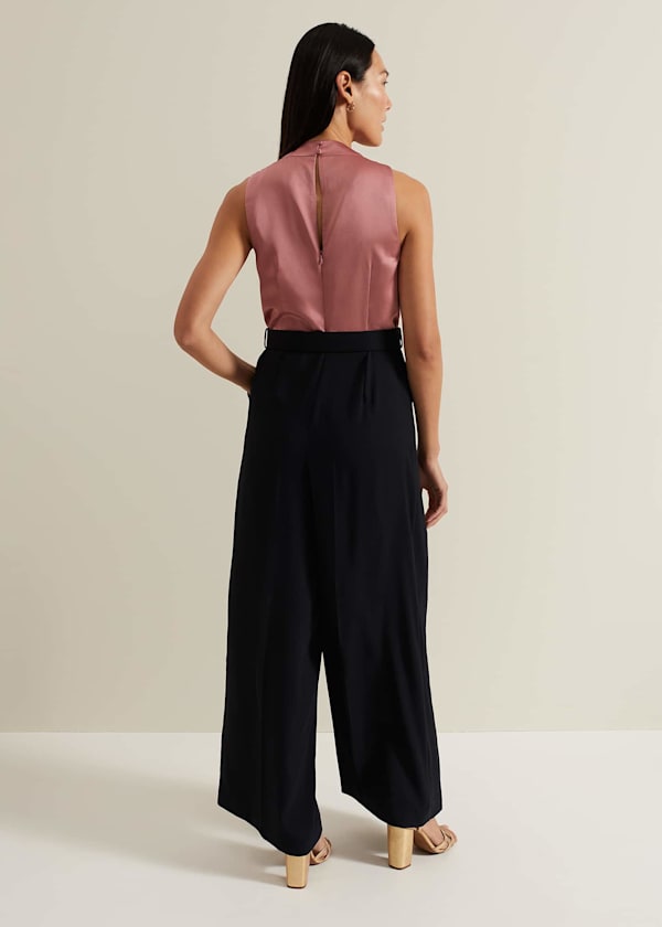 Sabina Satin Wide Leg Jumpsuit