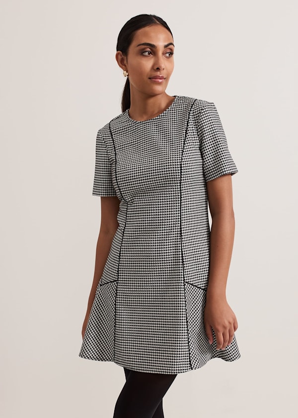 Petite Viola Houndstooth Mini Dress