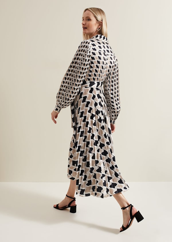 Lyric Geo Pleated Midi Dress