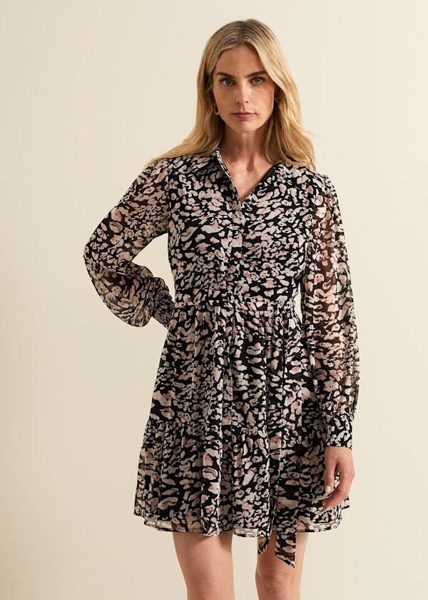 Aisling Black Leopard Swing Dress