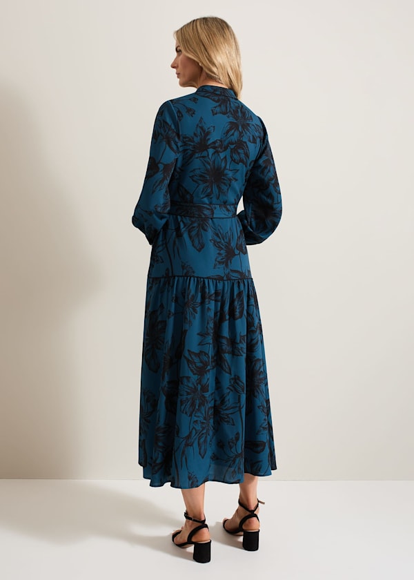 Shakira Teal Floral Midaxi Dress