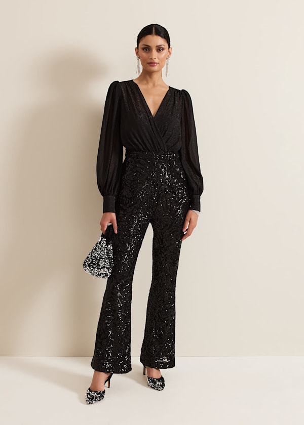 Milena Black Sequin Jumpsuit