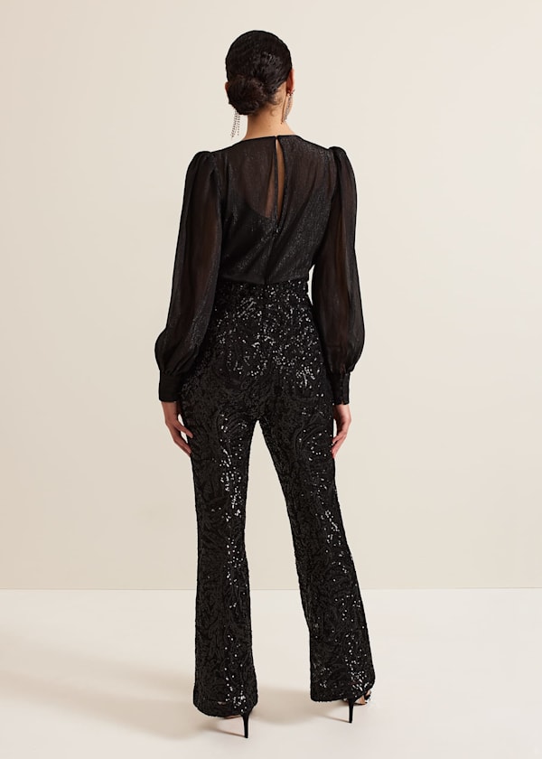 Milena Black Sequin Jumpsuit