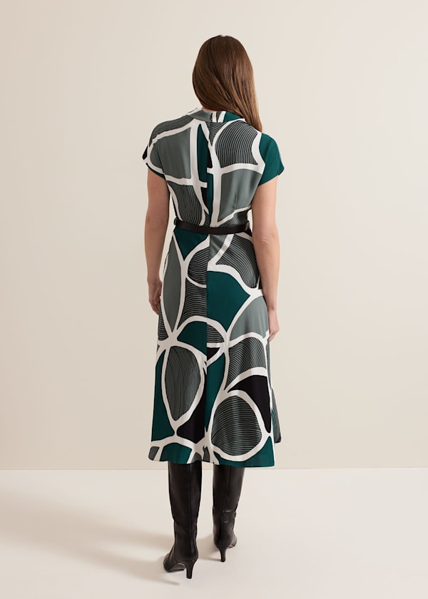 Petite Zaynab Swirl Cowl Neck Midi Dress