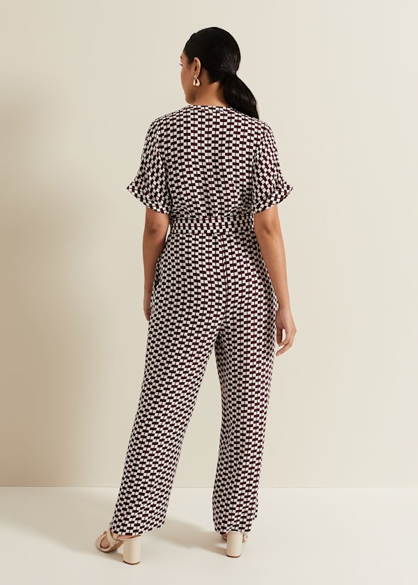 Petite Andra Geo Tie Waist Jumpsuit