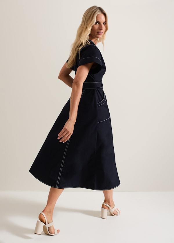 Annalie Navy Utility Midi Dress