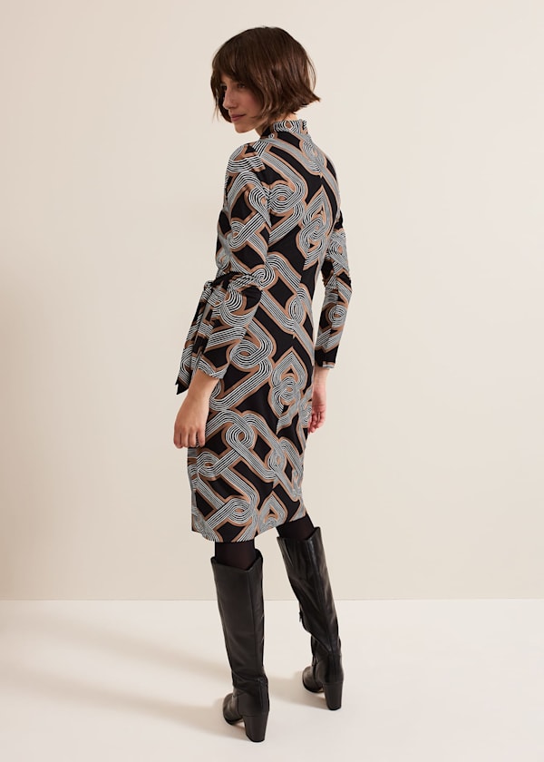 Margot Black Jersey Fitted Midi Dress
