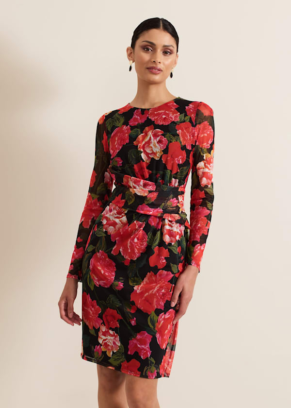 Roshni Mesh Floral Midi Dress