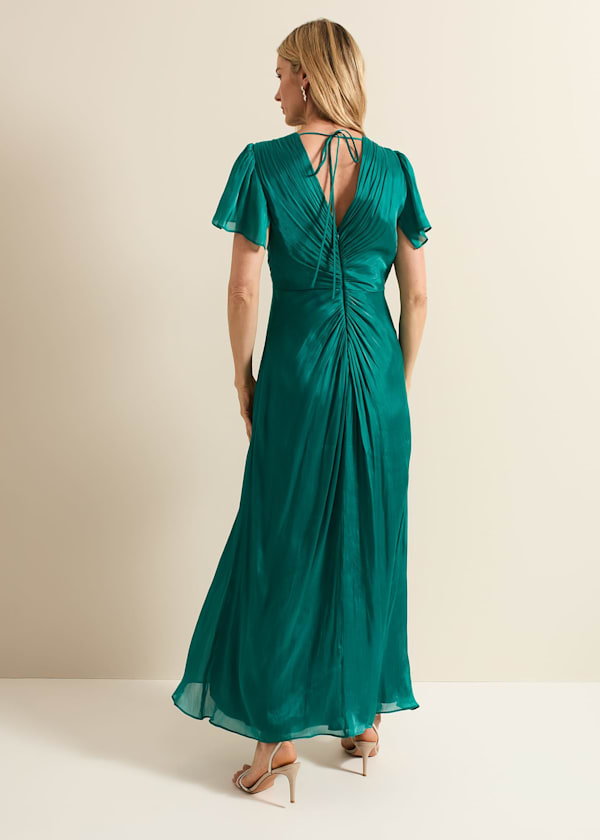 Abbey Green Satin Maxi Dress