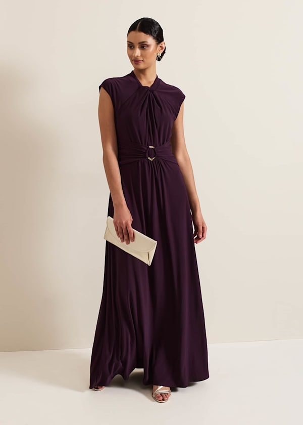 Tolly Burgundy Jersey Maxi Dress