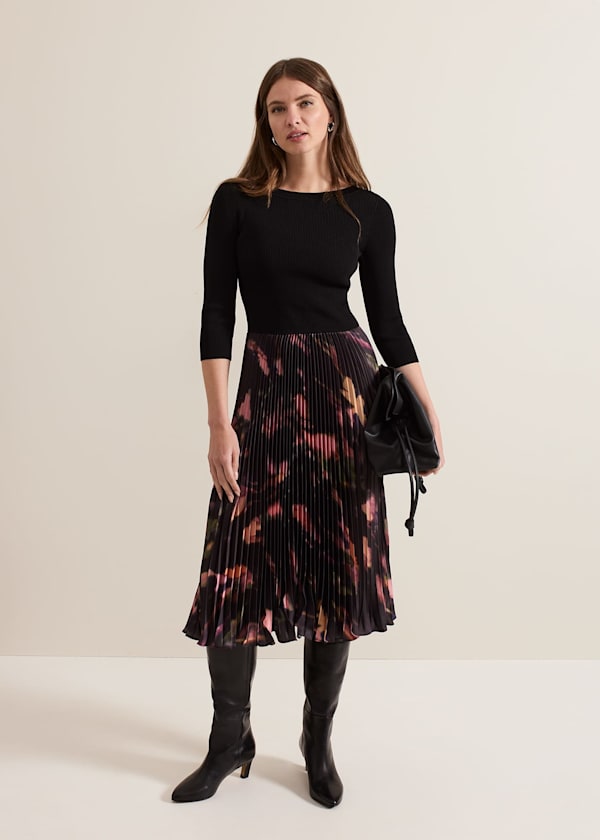 Petite Rhea Woven Hem Abstract Dress