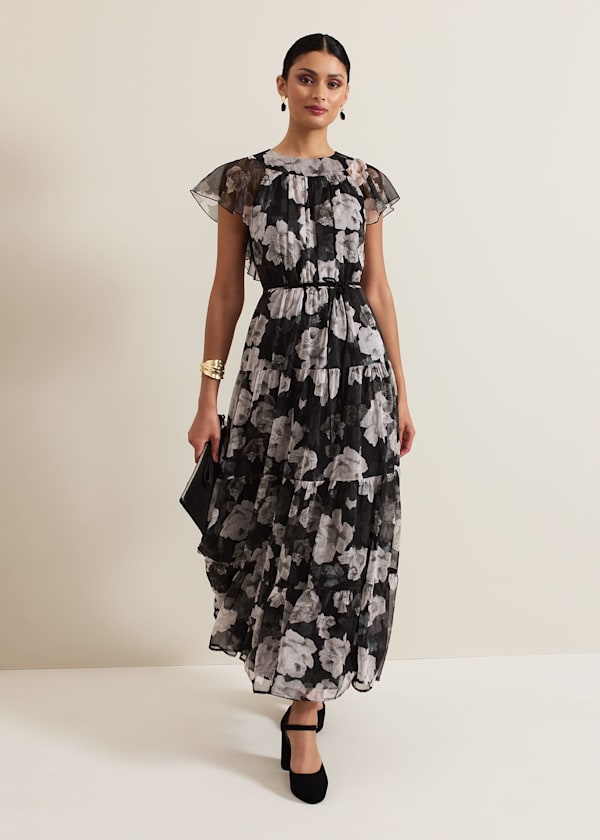 Jordine Floral Print Midaxi Dress