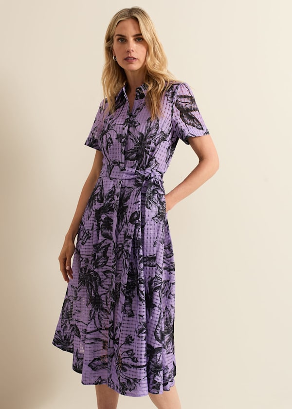 Natalie Lilac Floral Check Dress