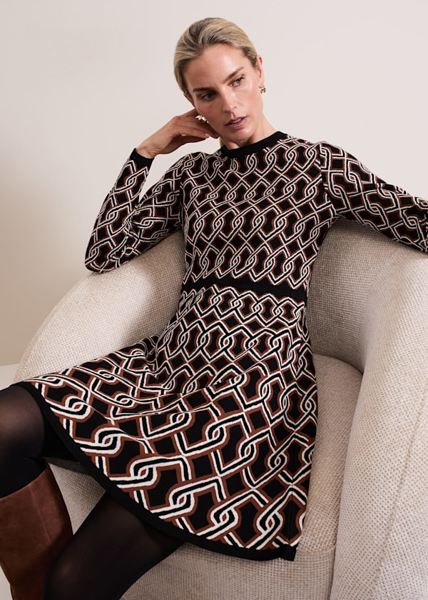 Josie Jacquard Fit And Flare Swing Dress