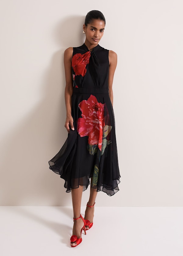 Lucia Chiffon Floral Midi Dress