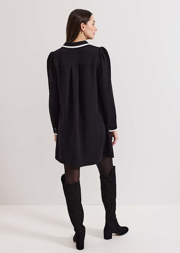 Gina Black Collar Swing Dress