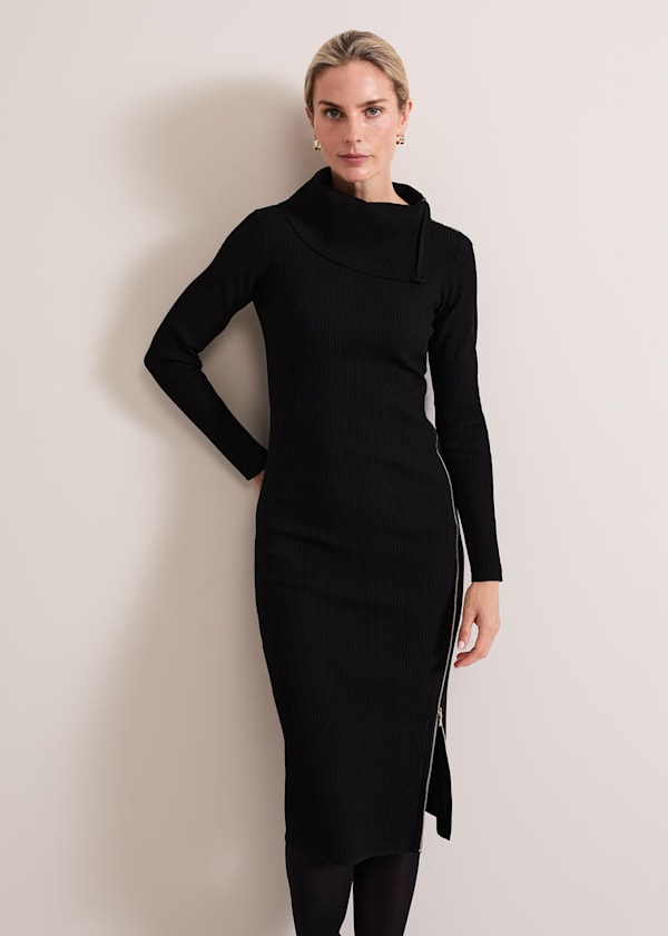 Hartley Zip Ribbed Column Dress