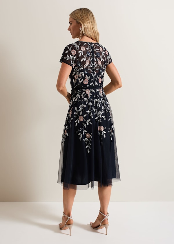 Giana Floral Embellished Midi Dress