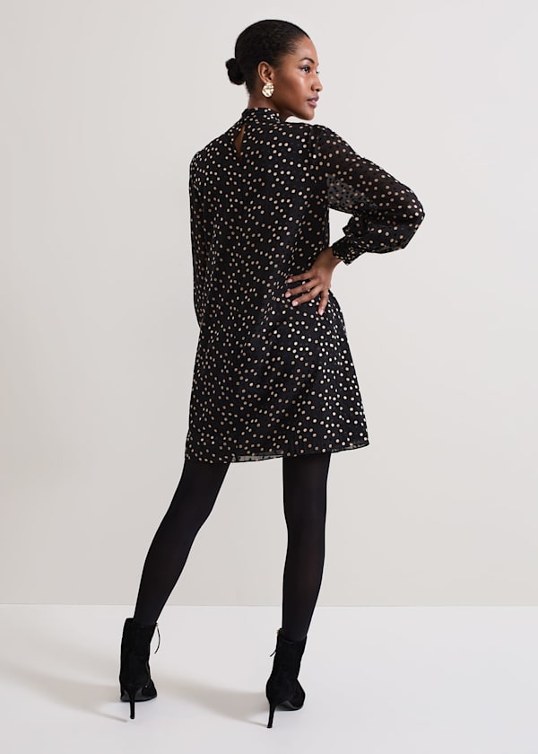 Mabel Black Dotty Swing Dress