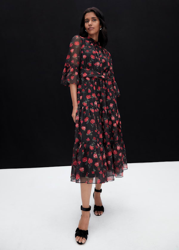 Lela Floral Textured Midi Dress