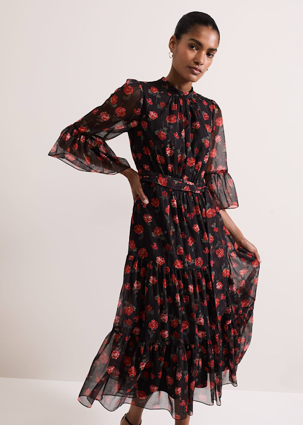 Lela Floral Textured Midi Dress