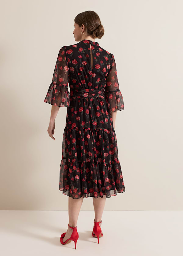 Petite Lela Floral Textured Midi Dress