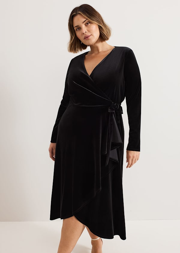 Julia Black Velvet Wrap Dress