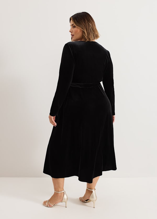 Julia Black Velvet Wrap Dress