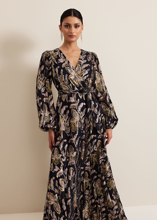 Ellio Silk Shimmer Maxi Dress