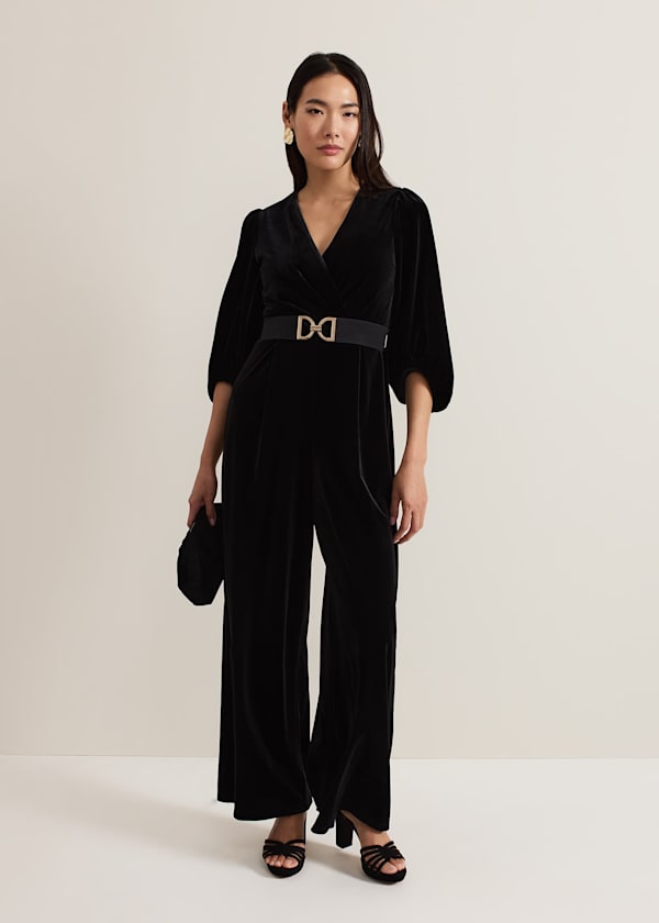 Myleen Black Velvet Jumpsuit