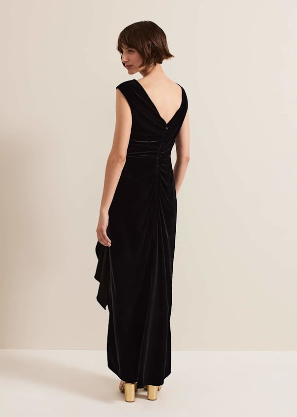 Donna Black Velvet Maxi Dress