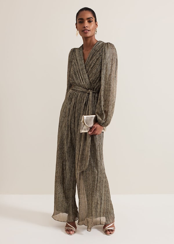 Alli Gold Textured Jumpsuit