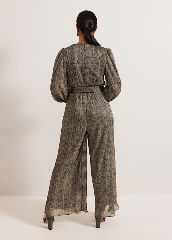 Petite Alli Gold Textured Jumpsuit