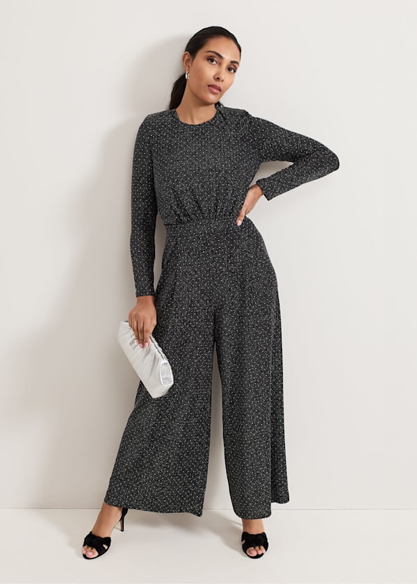 Petite Sasha Black Sparkle Jumpsuit