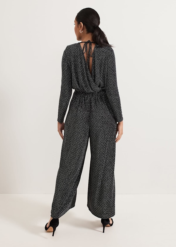 Petite Sasha Black Sparkle Jumpsuit
