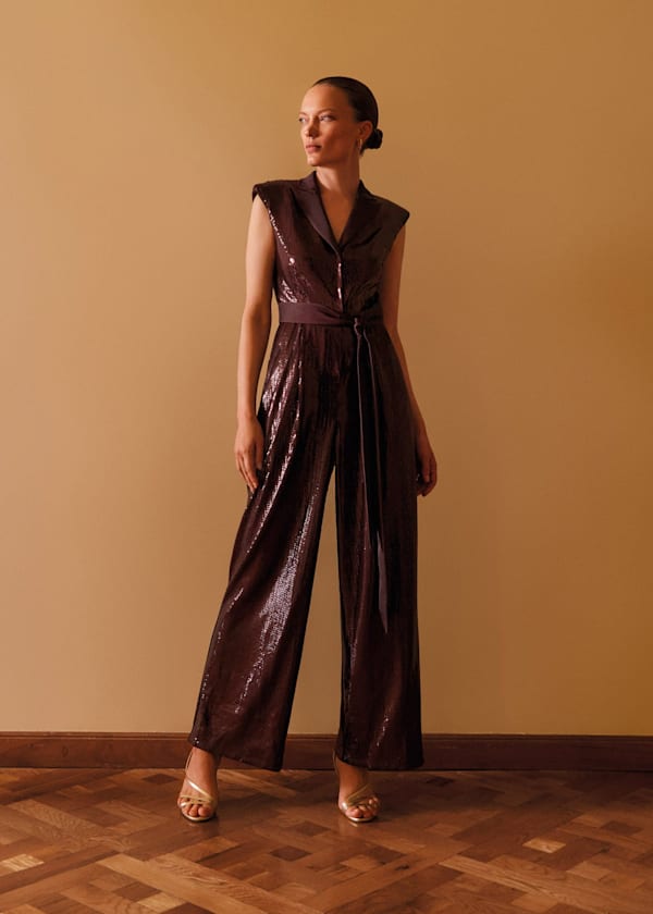 Ivey Burgundy Sequin Jumpsuit