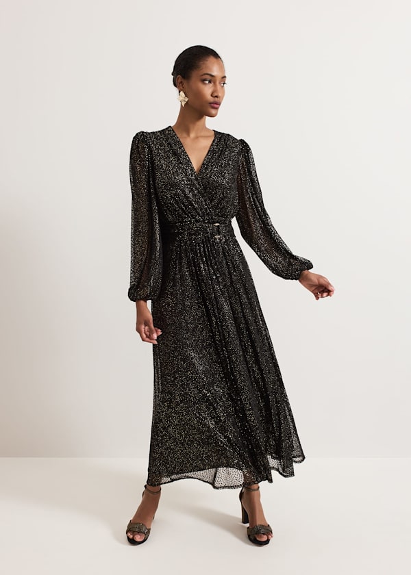 Emre Shimmer Burnout Midi Dress