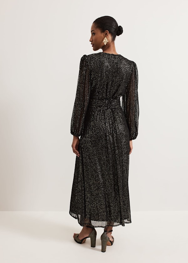 Emre Shimmer Burnout Midi Dress
