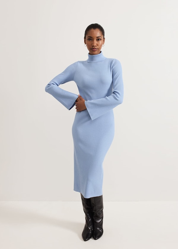 Kylie Blue Roll Neck Dress