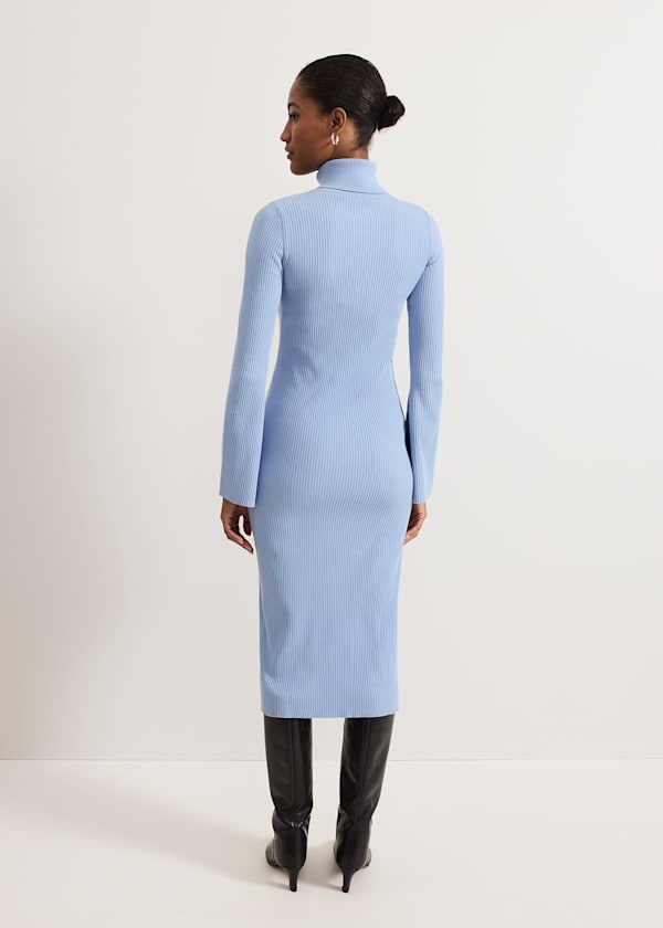 Kylie Blue Roll Neck Dress