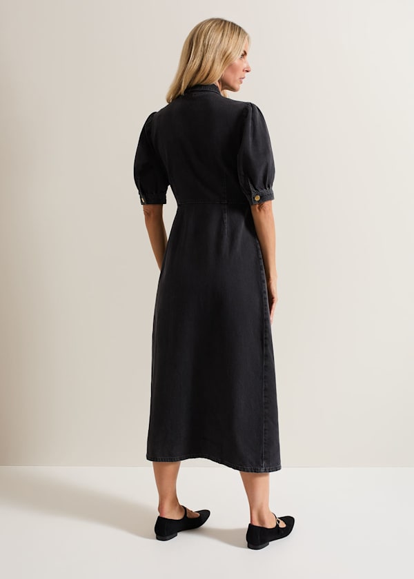Senita Grey Denim Wrap Dress