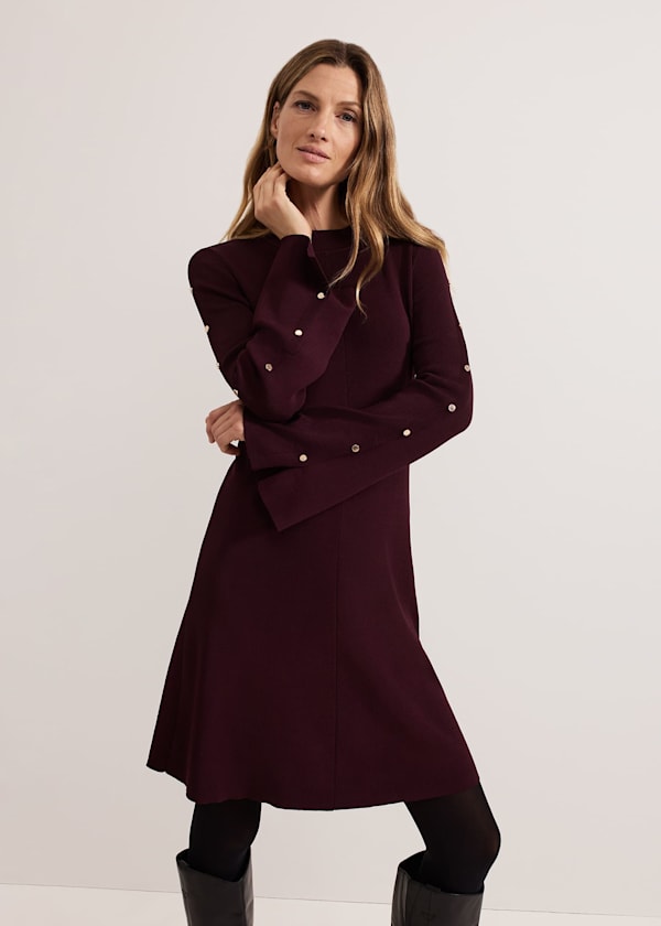 Romy Studd Sleeve Knit Shift Dress