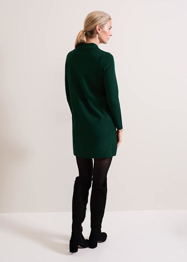 Azealia Fine Knit Collared Tunic Dress