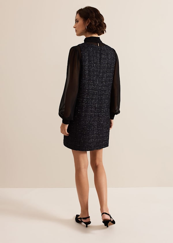 Sabine Navy Tweed Dress