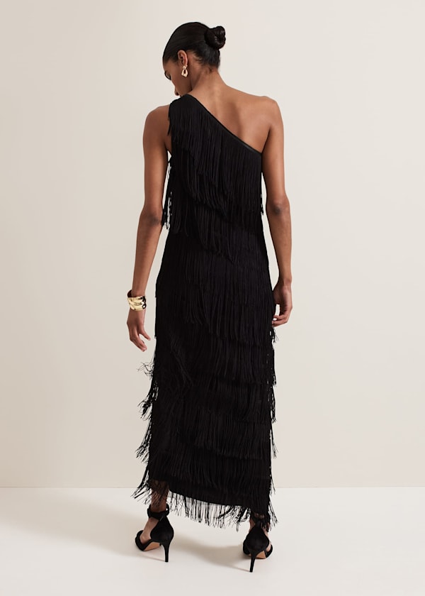 Otto One Shoulder Fringe Maxi Dress