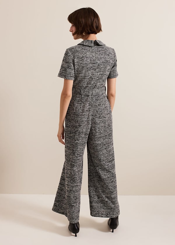 Lavinia Grey Tweed Wide Leg Jumpsuit