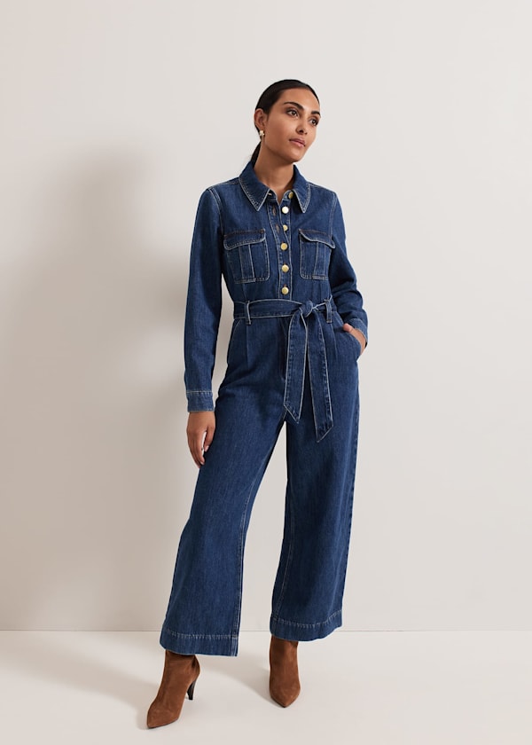 Petite Avalon Denim Utility Jumpsuit