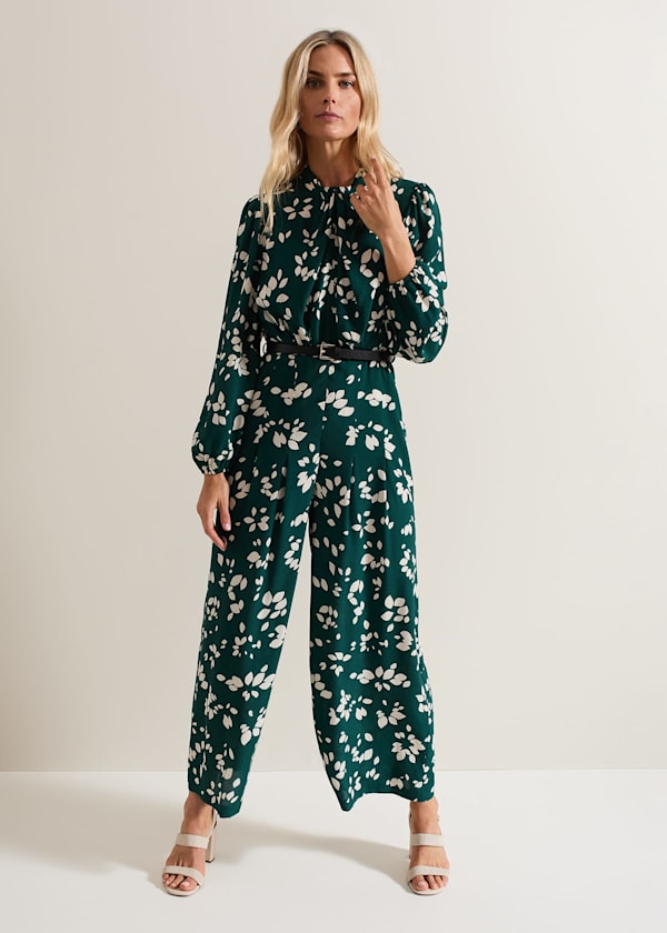 Micaela Green Twist Neck Jumpsuit