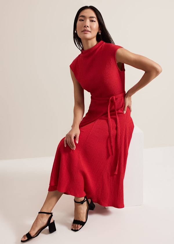 Ofelia Red Jersey Textured Dress